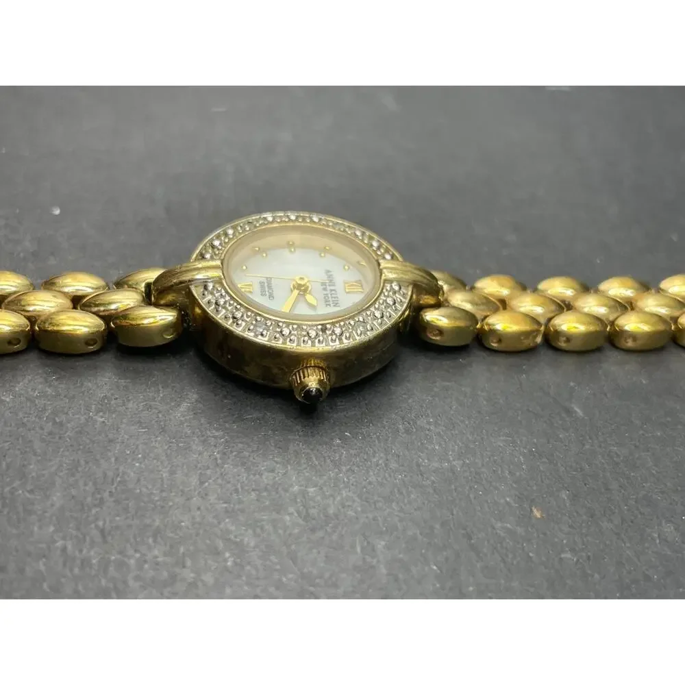 Anne Klein New York Diamond Swiss Women's Watch 20mm Gold Tone MOP Dial